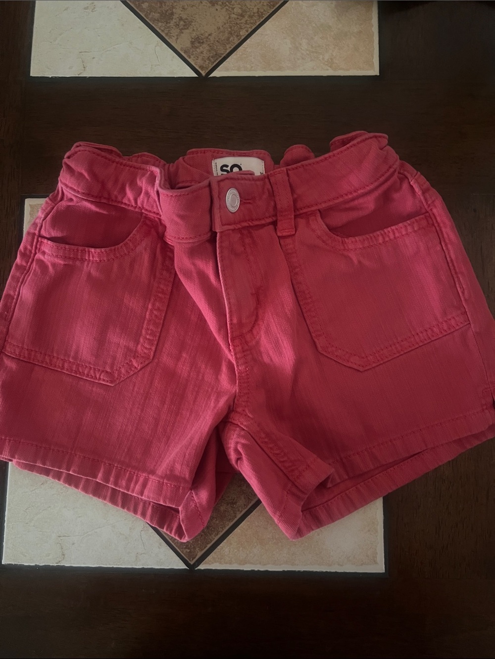 SO Girls' Hot Pink Denim Shorts with Front Pockets